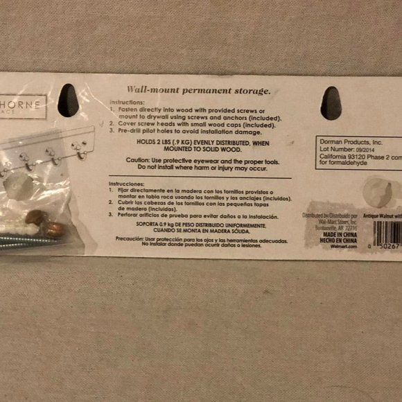 NIB Studio Decor Black Decorative 12" Ledge & NIP Hawthorne Key Rack W/ Screws - Picture 7 of 10